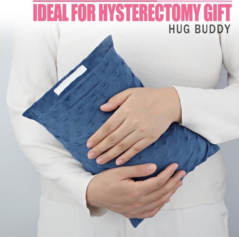 BNRendles Hysterectomy Pillow Pocket Tummy Pillows, Hysterectomy Recovery Gifts, Ice Pack Not Included, Small Portable Abdominal Cushion After Surgery Post C-Section Women Minky Dot Denim Blue - Image 3